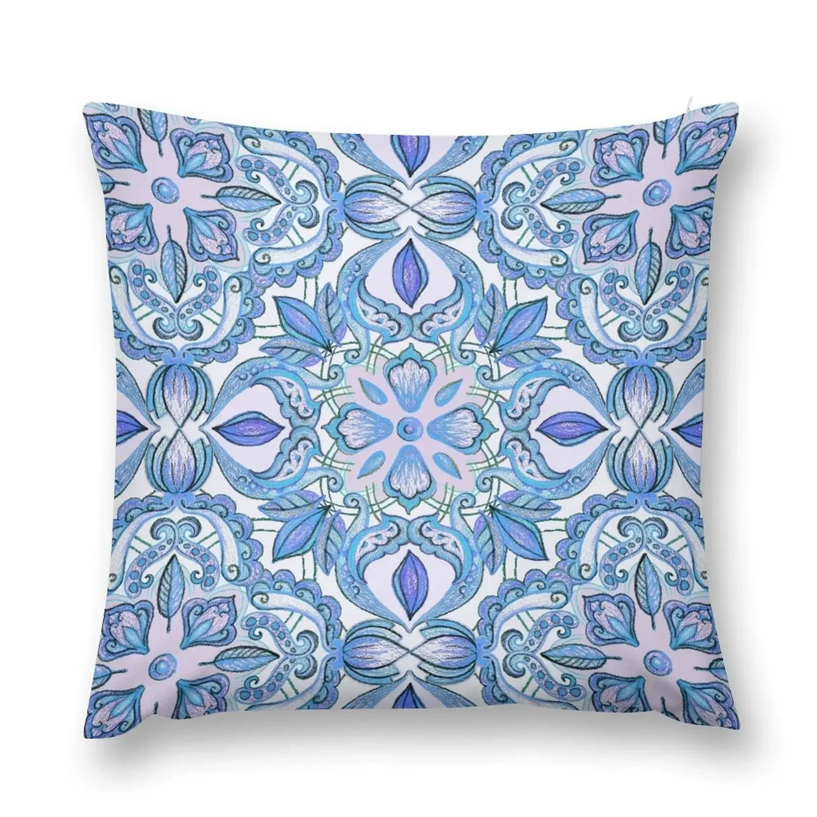 Cornflower Blue, Lilac & White Floral Pattern Throw Pillow Sofa Cushions Sofa Covers For Living Room pillow