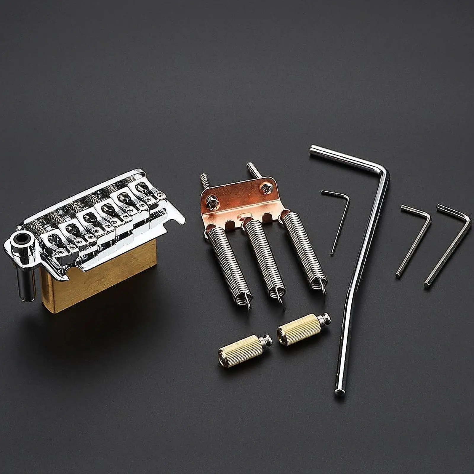 

Tremolo Bridge and Full Size Brass Block, CNC Machine with Tremolo System Saddle with Bar for Electric Guitar Accs