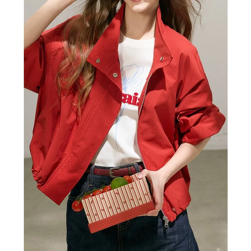 Women Loose Fit Long Sleeve Stand Collar Zip Up Cardigan Sweater Top Outdoor Casual Work Wear  Soft Comfort Daily Basic Pullover