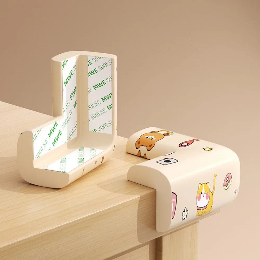 

4 шт., защита края стола с мультяшным узором, угловая защита для детей, мягкая подушка для предотвращения столкновений, утолщенный самоклеящийся пенопластовый бампер, прикроватная тумбочка