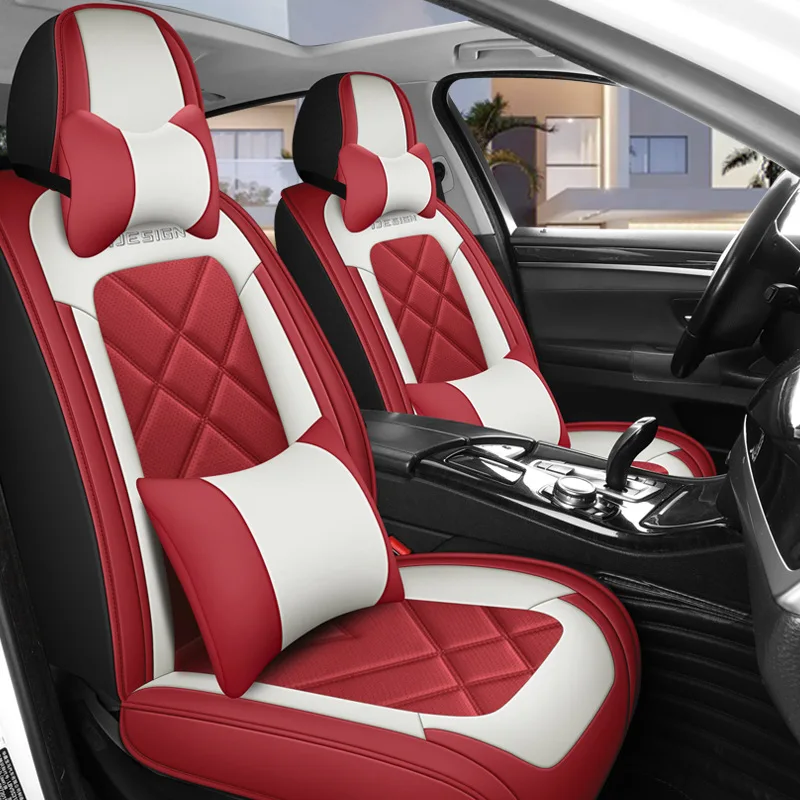 

Полный охват, универсальный стиль, 5-местные кожаные автомобильные чехлы, полный комплект, подушка на заднее сиденье, всесезонная, универсальная для седана, внедорожника, грузовика