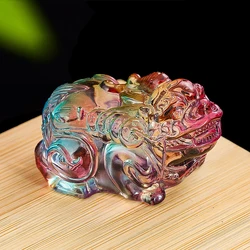 Mythical Wild Animal Figurine Crystal Glass Feng Shui Lucky Pixiu Statues Paperweight Brave Troops Miniatures Collectibles Decor