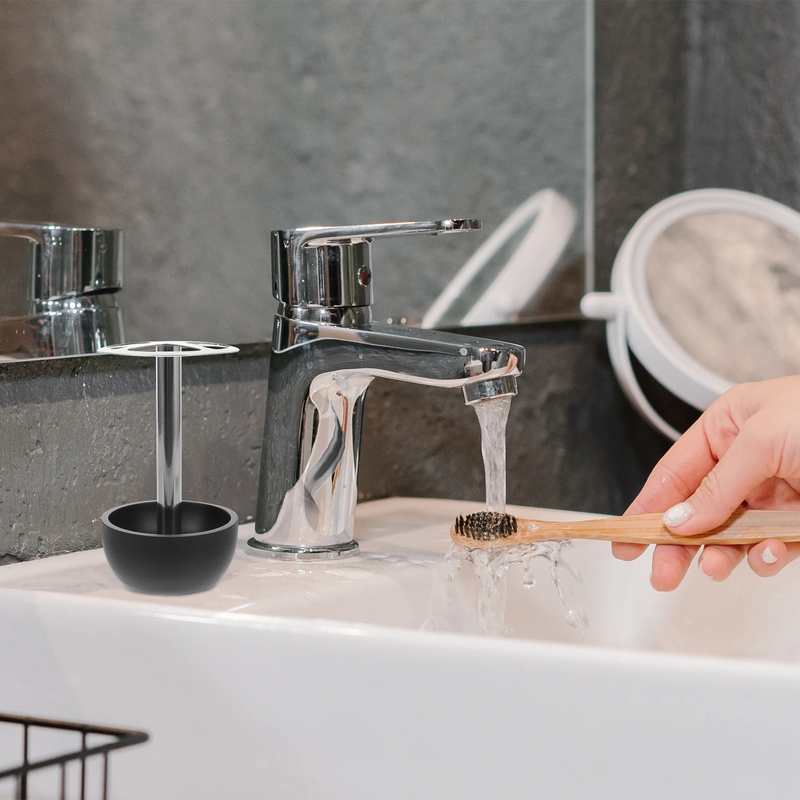 

Toothbrush Holder Sturdy Stand Wall Hanging Countertop Portaspazzolini Bagno 304 Stainless Steel Toothbrushes Wall-mounted Home
