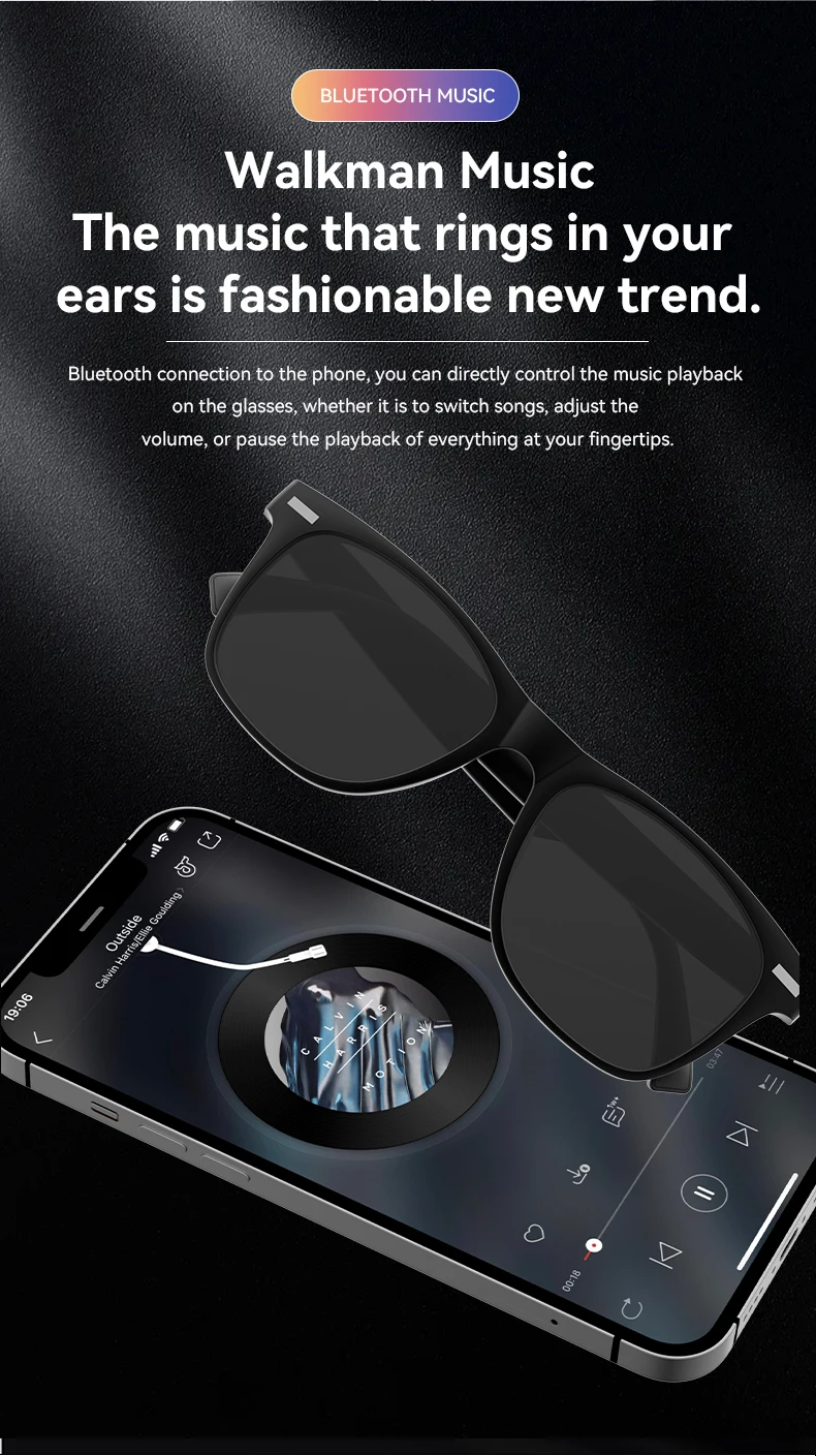 Nuevas gafas inteligentes Anti-UV BT llamada AI asistente de voz auriculares de música HIFI gafas de sol deportivas de moda al aire libre para hombres y mujeres regalo