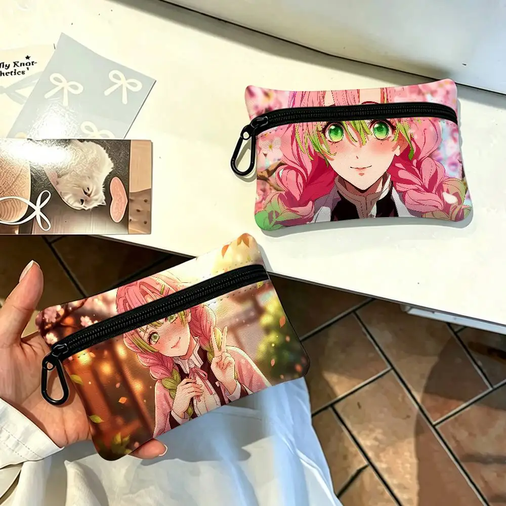 K-Kanroji Mitsuri Wear-resistant Oxford Cloth Coin Purse Portable Backpack Hanging Card Storage Bag