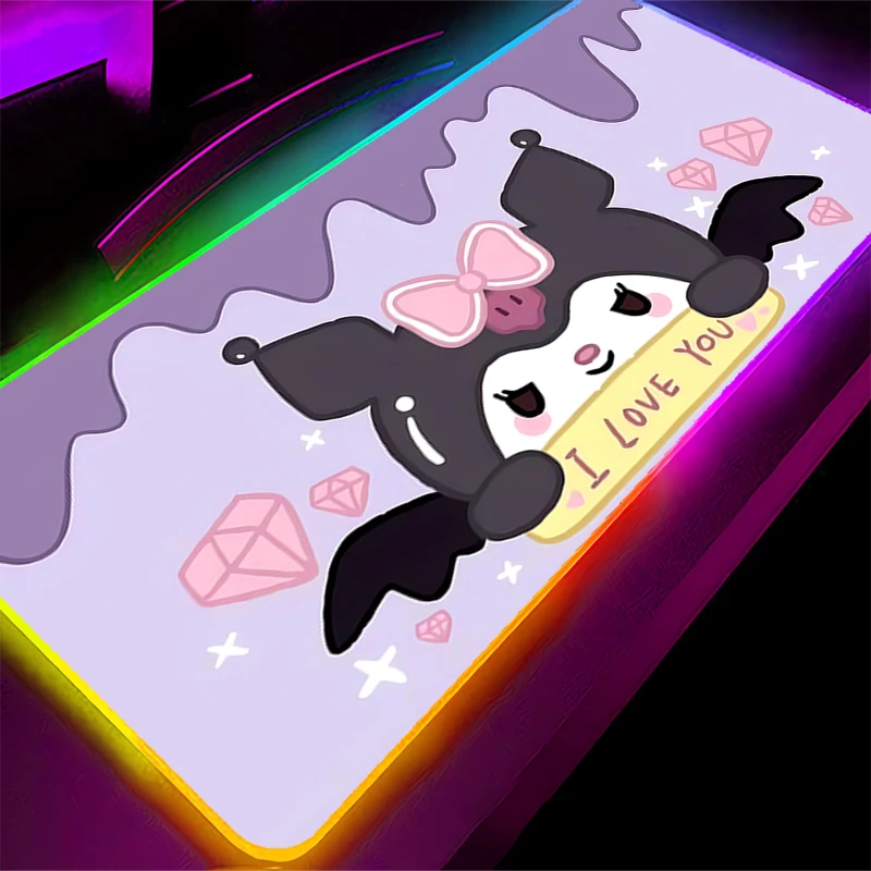 Rgb mouse pad s-sanrio mini pc kawaii computador tipo velocidade tapete para e-sports players teclado portátil led mousepad tapete de mesa
