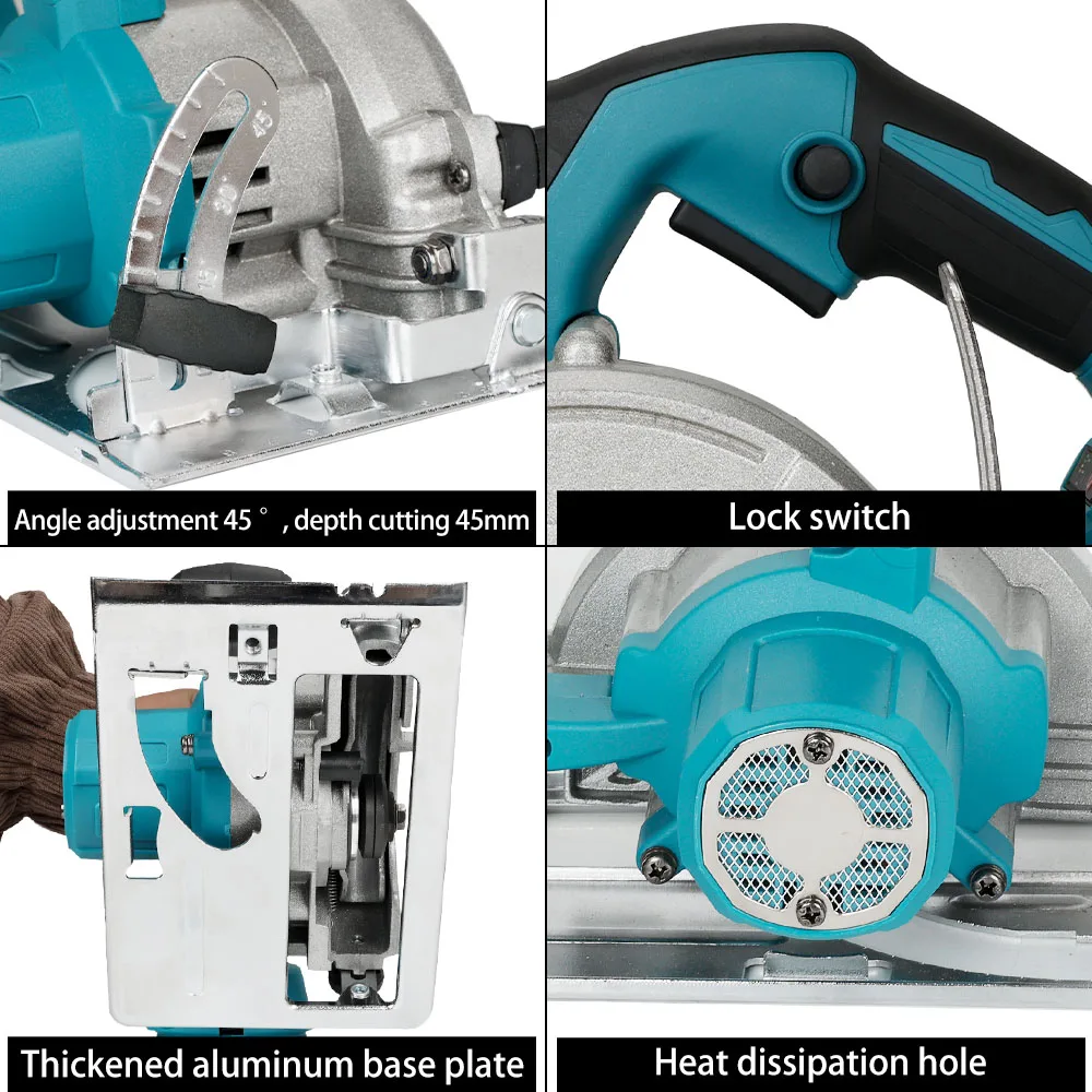 5-inch Brushless Electric Circular Saw 125mm Adjustable Cordless Chainsaw Woodworking Cuttiing Tool for 18V Makita Batteries