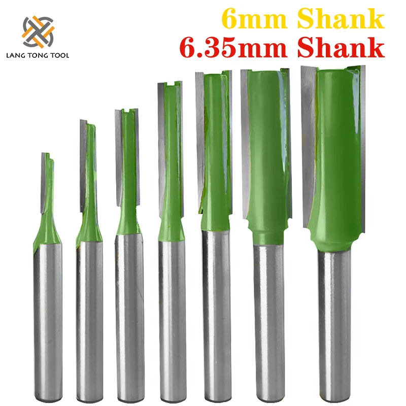 7Pcs 6mm/6.35mm Shank Single Double Flute Straight Bit Milling Cutter for Wood Tungsten Carbide Router Bit Woodwork Tool LT013