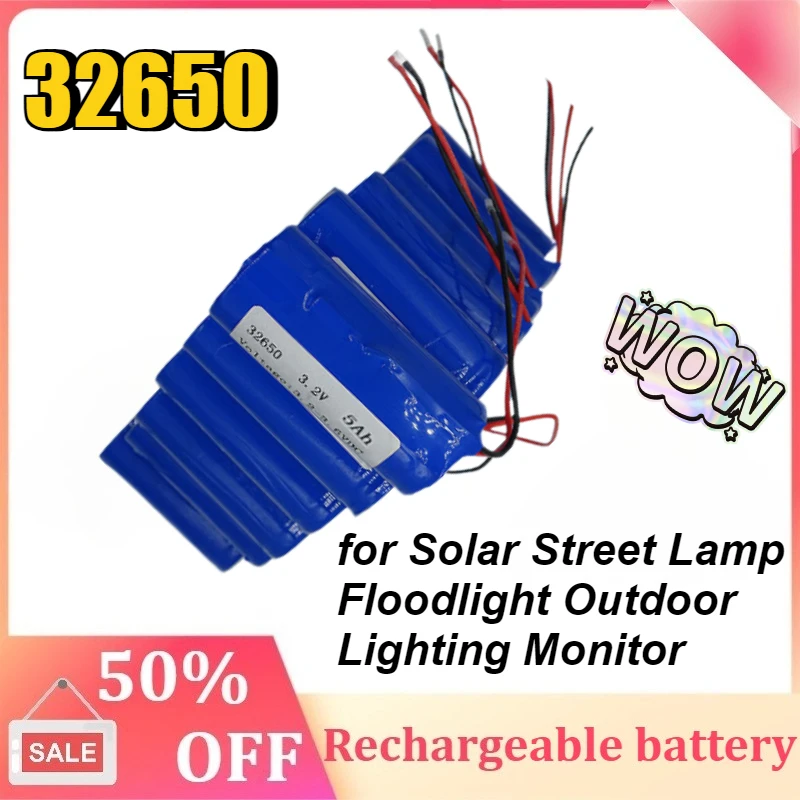 

32650 Battery 3.2V Lithium Iron Phosphate Battery 60AH Large Capacity for Solar Street Lamp Floodlight Outdoor Lighting Monitor