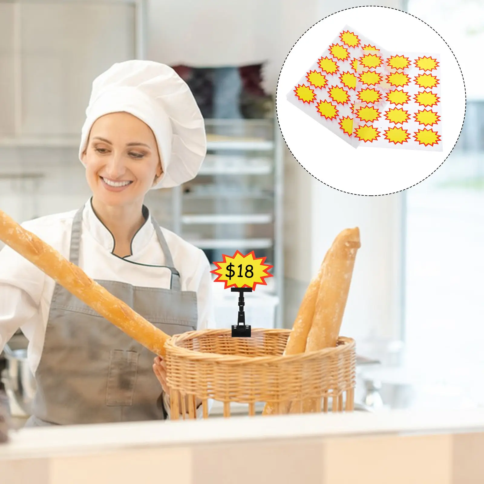 

180Pcs Retail Price Tags Adhesive Writeable Stickers Yellow Star Shape for Store Sales Supermarket Signage Displays