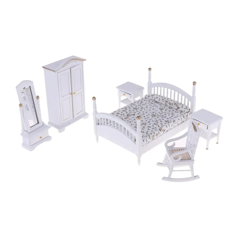 1:12 Miniatuur Bed Kast Tafel Fauteuil Spiegel Pop Meubels Speelgoed