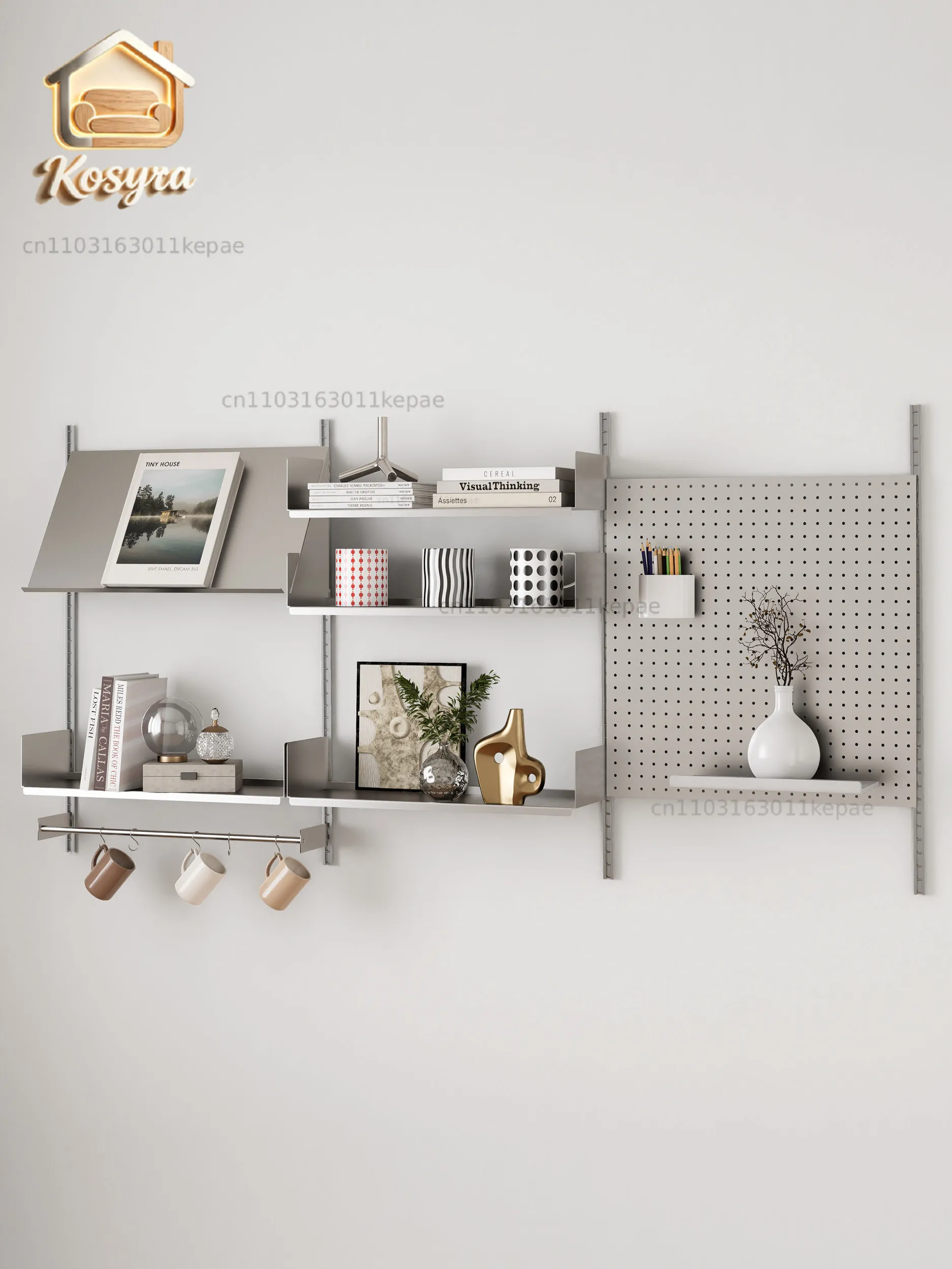 Fanmo Creative Hole Board Wall Hanging Display Stand Living Room Multifunctional Suspension Bookshelf Stainless Steel Wall Shelf
