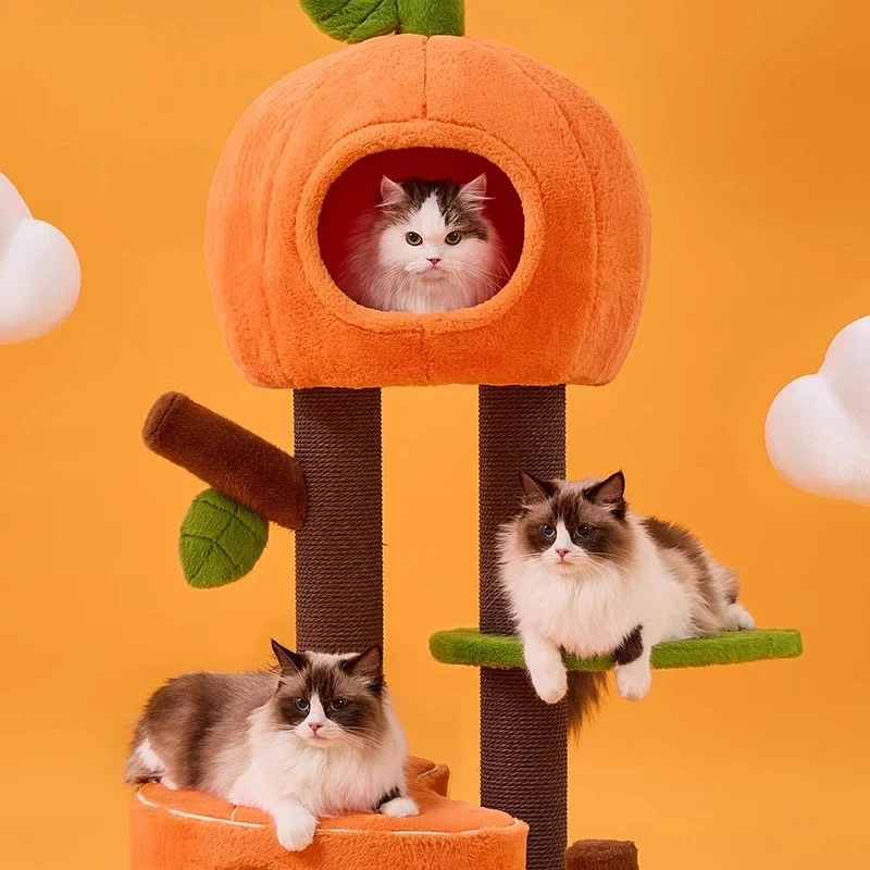 

Nordic Originality Cat Tree Modern Design Sisal Rope Pumpkin Houses Cat Scratching Post Climbing Wall Pet Products 고양이호텔장 FYCT