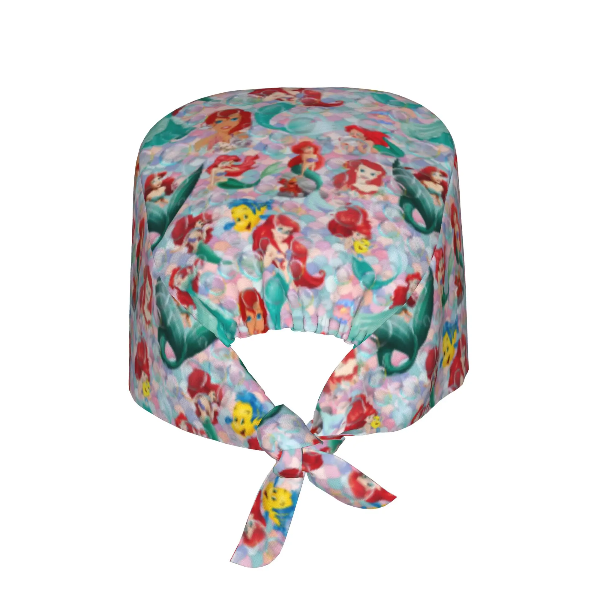 Custom Littles Anime Mermaides Cleaning Working Cap Comfortable Men Women Fish Cartoon Scrub Cap Surgicals Hat Nurse Scrubs Hat