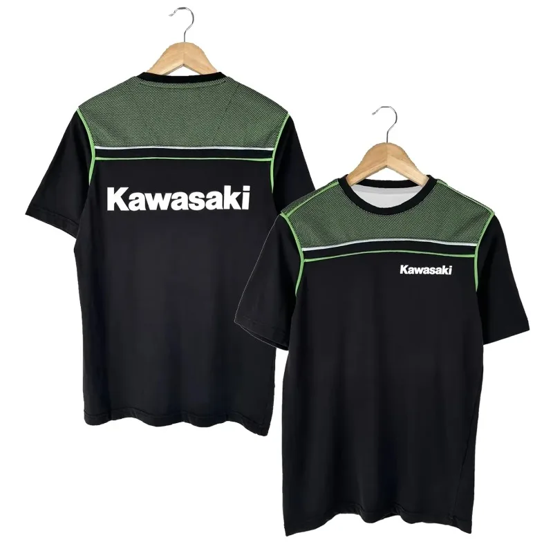 الرجعية كاواساكي دراجة نارية سباق تي شيرت دراجة خارجية الصيف الكلاسيكية تي شيرت الكبار فضفاض الرياضة على الطرق الوعرة دراجة نارية جيرسي
