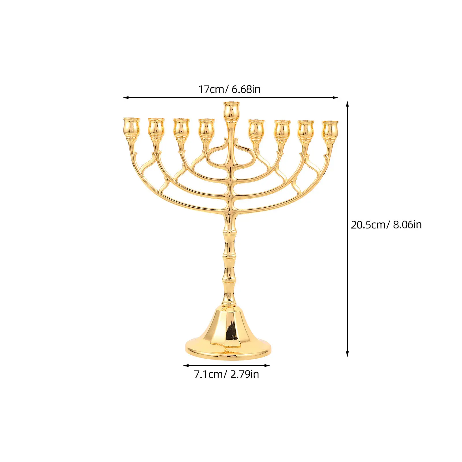 Hanukkah Menorah Candle Holder 9 Branch Candelabra Stick Candlestick Judaica Candle Holder for Israel Menorah Jewish Festival