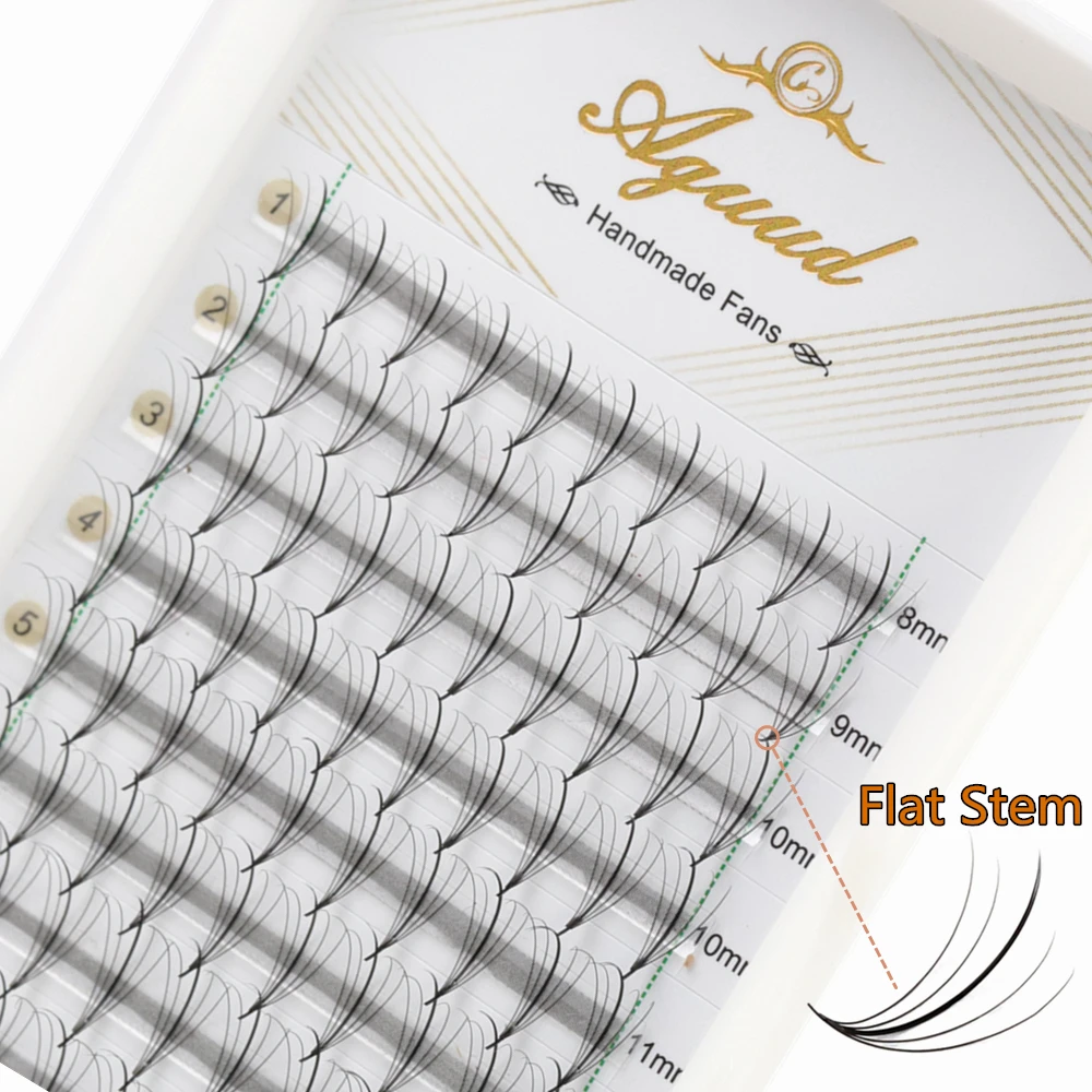 AGUUD 5D/7D/9D Spike Premade Fans Cluster Extension ciglia Base piatta Wispy Russian Volume Fans Flat Stem Lashes Extension