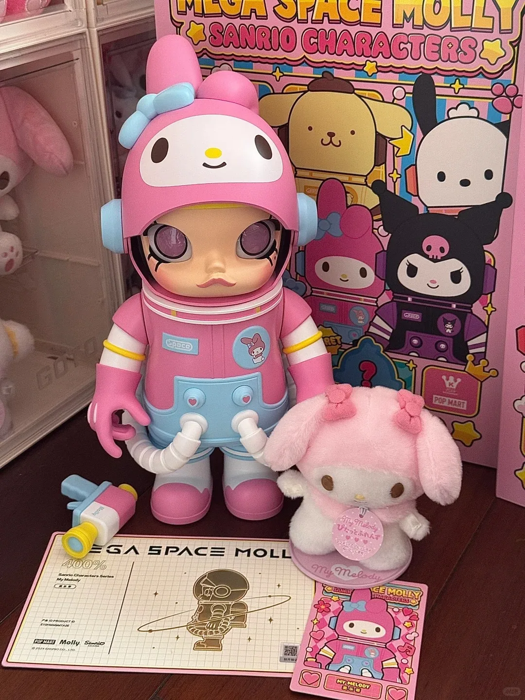 

Popmart Mega Space Molly 400% семейная серия Sanrio, экшн-фигурка, аниме, фигурка-сюрприз, подарок на день рождения