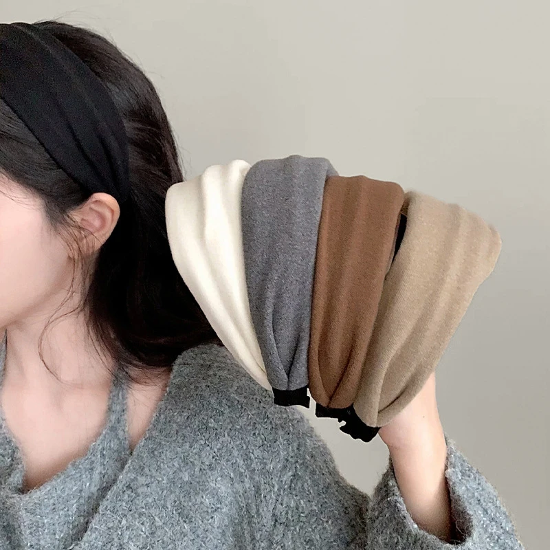 

Vintage Solid Soft Hairband For Women Girls Sweet Headband Simple Hair Hoop Temperament Hair Band Fashion Hair Accessories