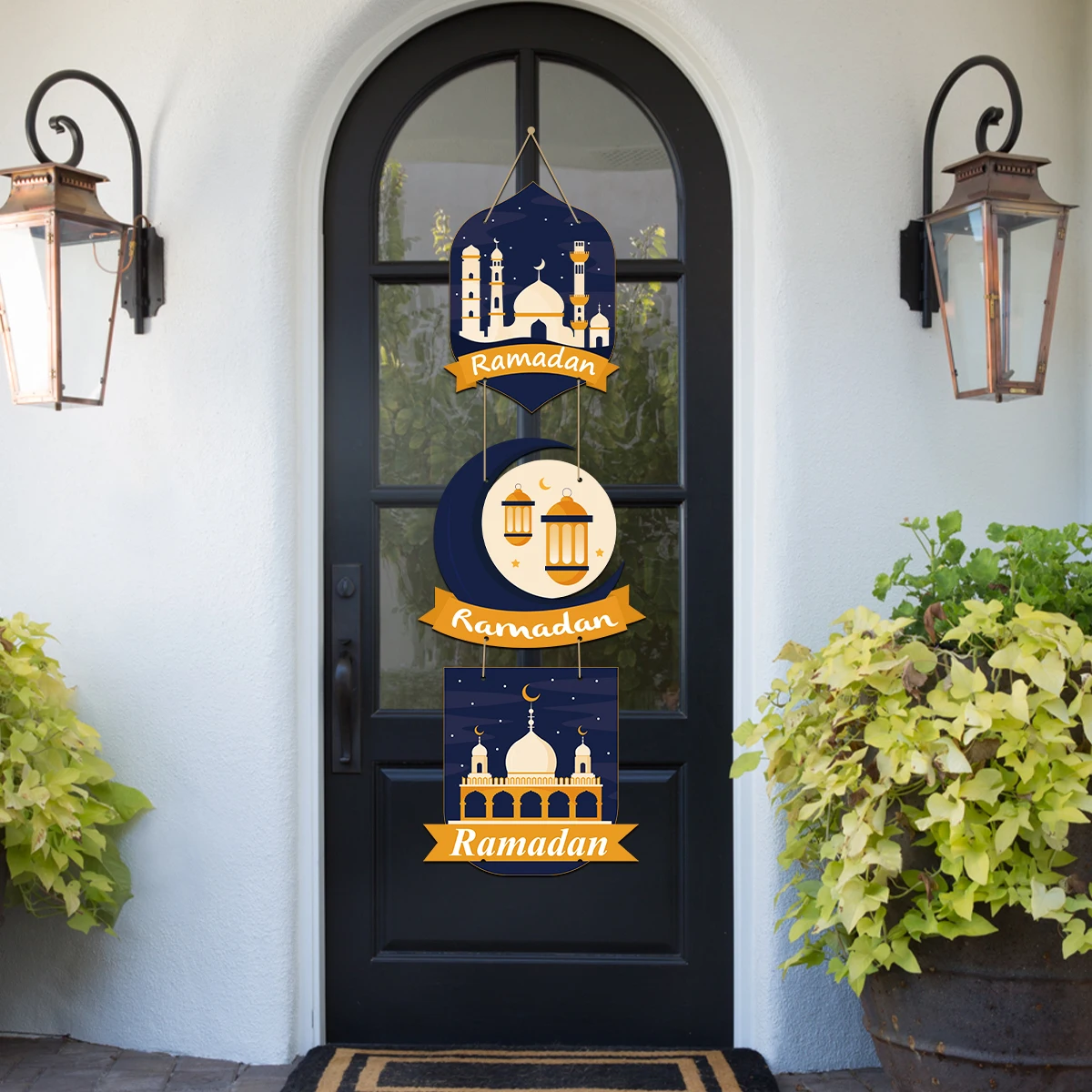 Eid Mubarak Door Hanging Flag Kareem Ramadan Decor for Home 2025 Ramadan Mubarak Islamic Muslim Party Decor Happy Eid Al Adha