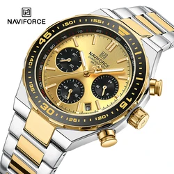 NAVIFORCE Brand Men Wristwatch Sports Waterproof Stainless Steel Strap Man Chronograph Man Quartz Calendar Watches Reloj Hombre