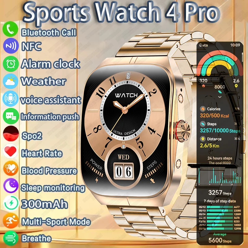 Montres intelligentes de sport étanches pour hommes et femmes, Android, ios Watch 4 Pro, suivi GPS, surveillance de la santé, appel Bluetooth, montre intelligente NDavid