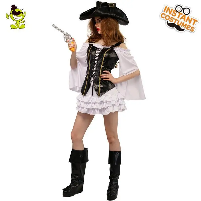 Costume de Pirate en cuir pour femmes adultes, tenue de spectacle d'halloween, mascarade, Cosplay, vêtements de plang de rôle de Pirate, Fas pour dames...