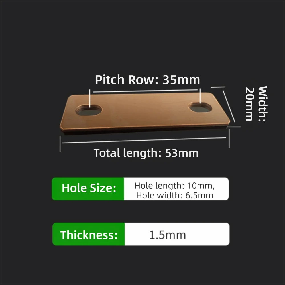 New Red Copper Bus Bars Connector M6 screw holes Flat Battery Busbar Red Copper Nickel Plate LiFePO4 Cell