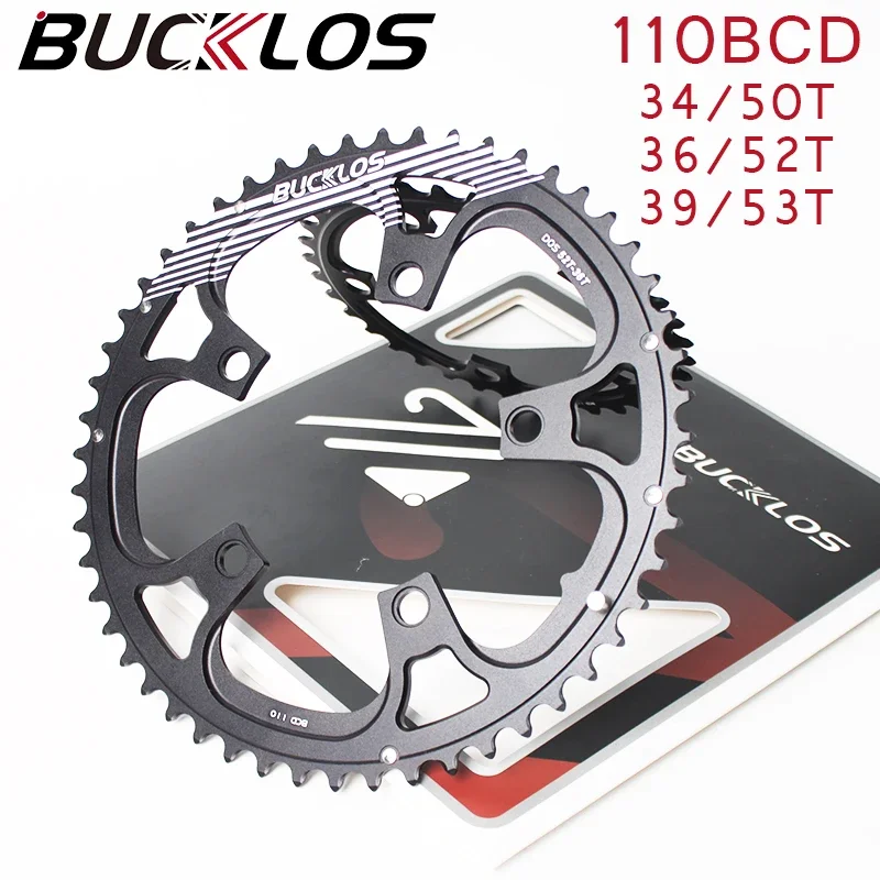 BUCKLOS 110BCD Bike Chainring 34T 36T 39T 50T 52T 53T Road Bicycle Chainwheel Double Speed Road Bike Crown for 8/9/10/11 Speed