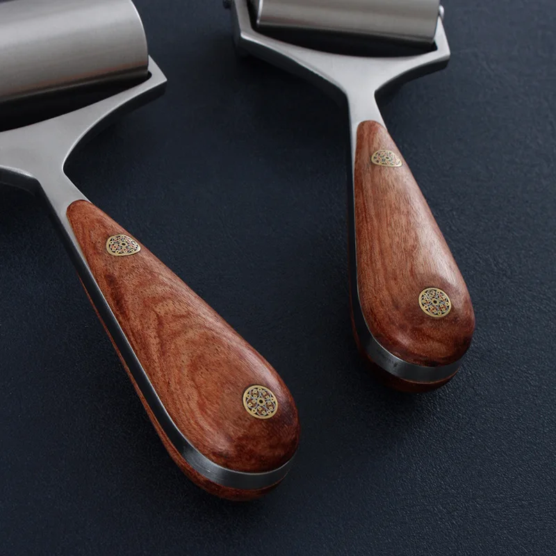 

4988 Stainless Steel Leather Roller 304 Steel Bearing Rosewood Wheel Diy Handmade Leather Craft Art Making Supply Gear