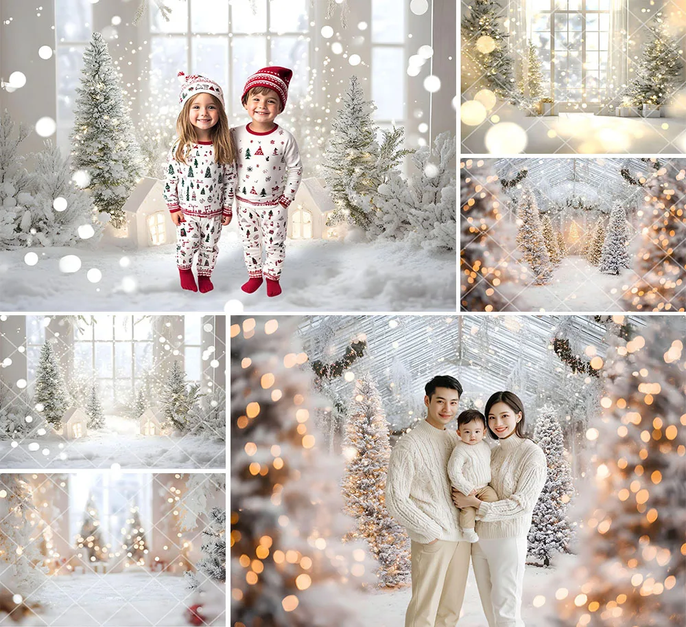 Mehofond Photography Background Soft Focus White Christmas Winter Xmas Tree Kids Family Portrait Decor Backdrop Photo Studio