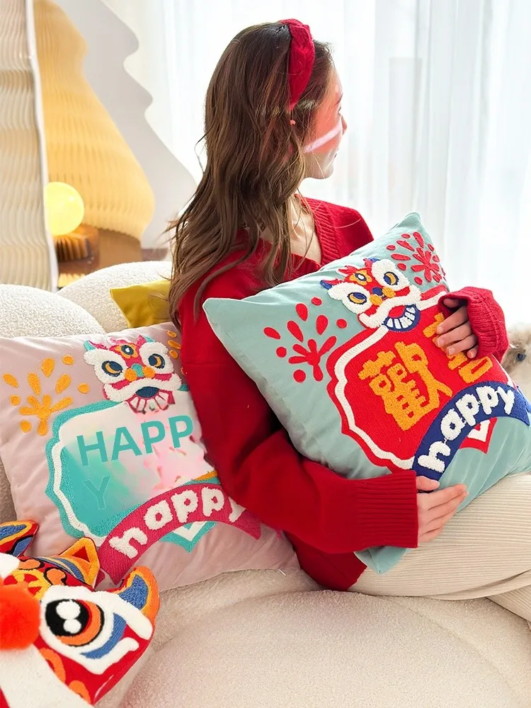 Cheerful 2026  Year Living Room Sofa Pillow Cover Backrest Bedhead Pillow Case without Core Manganese Cranberry Home Decor
