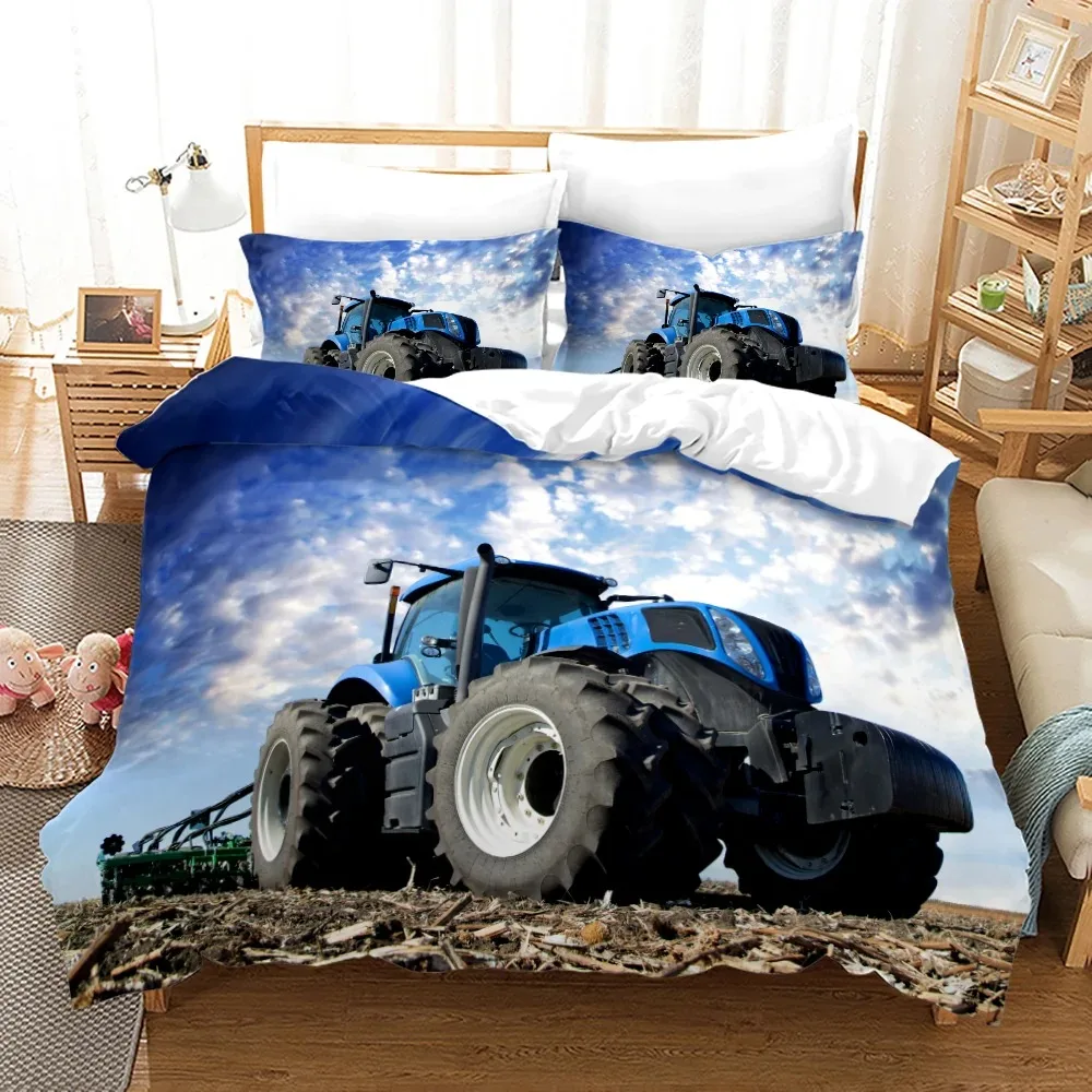 Juego de Ropa de Cama con Diseño de Tractor, Colcha Individual, Matrimonial, Queen, King Size, Juego de Cama Deportivo, Funda de Edredón para Adultos, Ropa de Cama Infantil