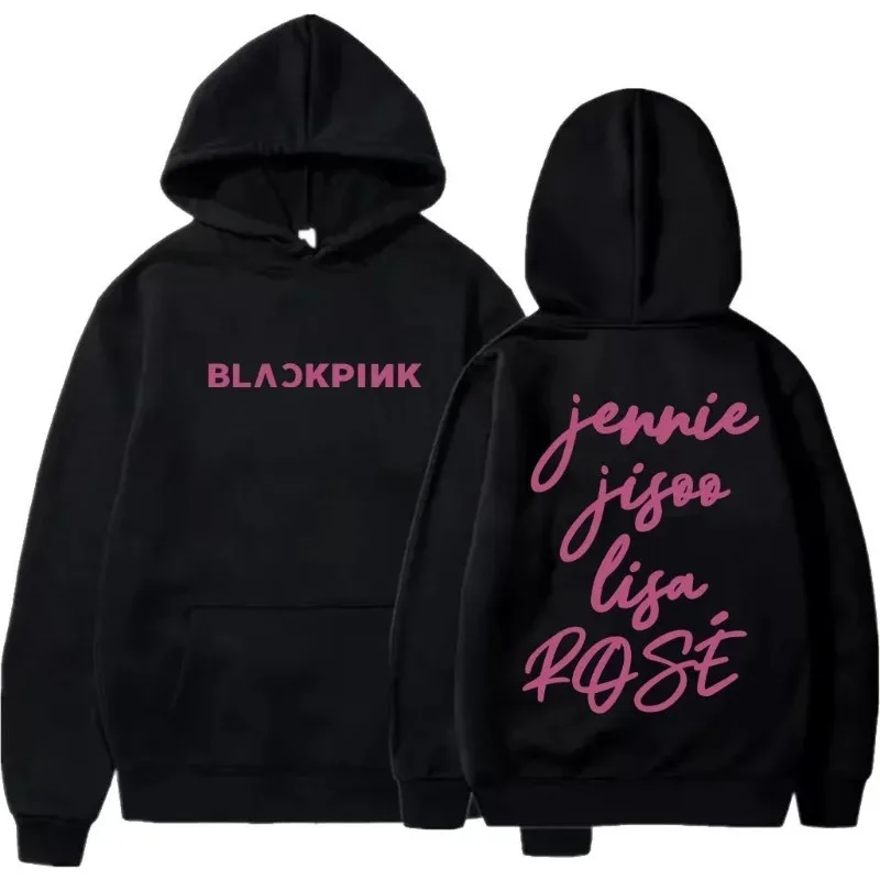 New Black pink Print Pullover Hoodies Women\'s Hoodie Autumn Winter Men Streetwear Sweatshirt Unisex Hooded Sweatshirts Tops