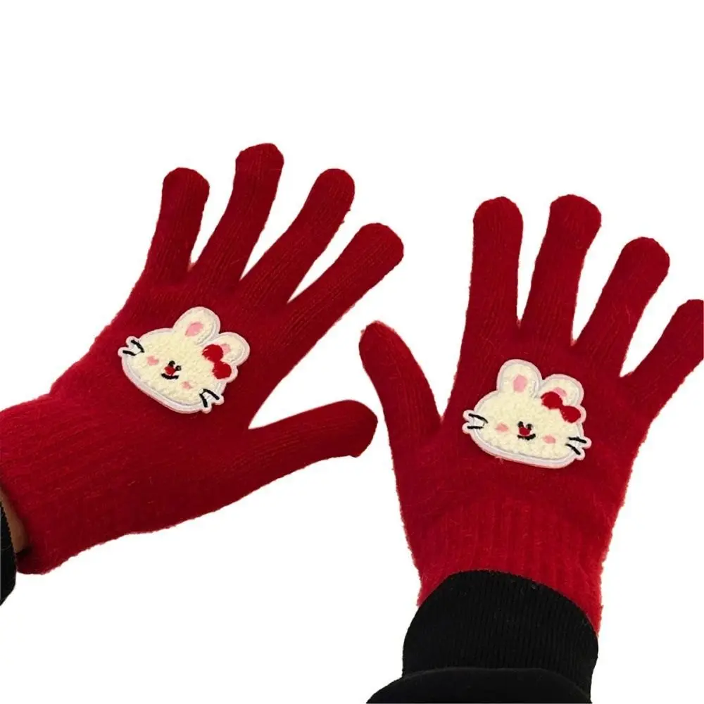 High Quality Embroidered Patch Winter Gloves Puppy/Rabbit/Apple Cold-proof Mittens Keep Warm Riding Gloves Autumn Winter