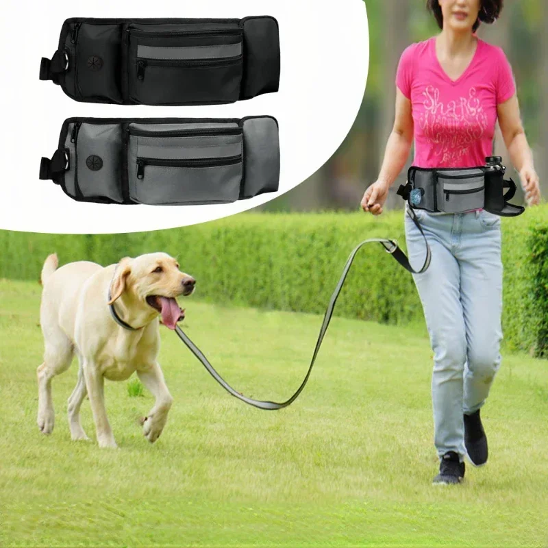 Portable Dog Treat Bag Dog Training Pouch with Hidden Water Bottle Holder Poop Bag Dispenser Waist Bags Pet Supplies