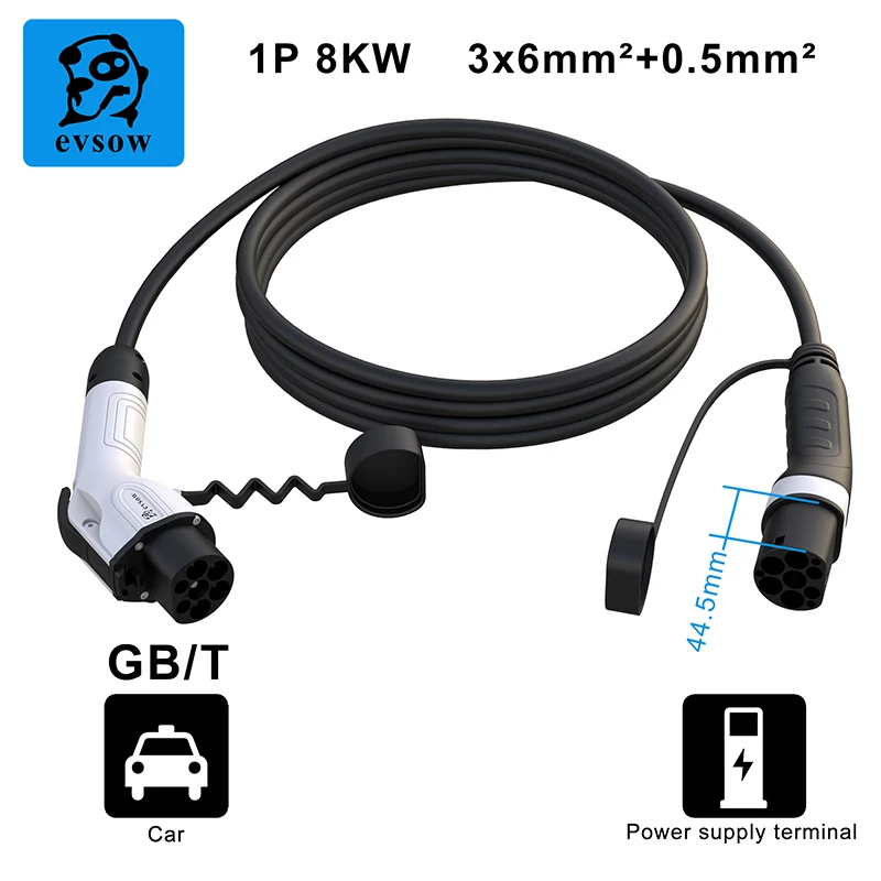 evsow GB/T EV Charging Cable 16A 32A Type2 To GB/T Electric Vehicles Charger 1Phase 3Phase Female To Male EV Charger Cable 5M