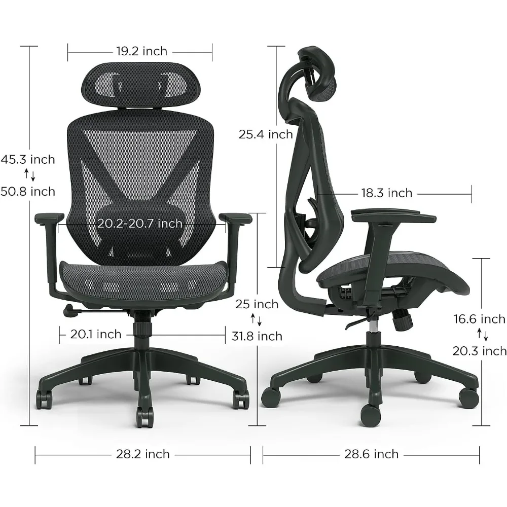 Ergonomic Mesh Swivel Task Chair, Black, Dexley Design, Comfortable Office Chair for Enhanced Productivity