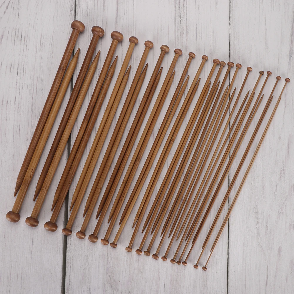 36-teiliges Bambus-Stricknadel-Set, Einzelspitzige Stricknadeln, Strick- und Häkelzubehör für Anfänger, Handarbeit, 2-10mm