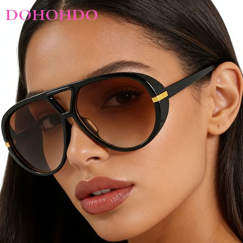 

Trendy Retro Twin Bridge Pilot Women Sunglasses New Luxury Designer Men Shades Outdoor Driving Travel Female Sunglass UV400 Очки