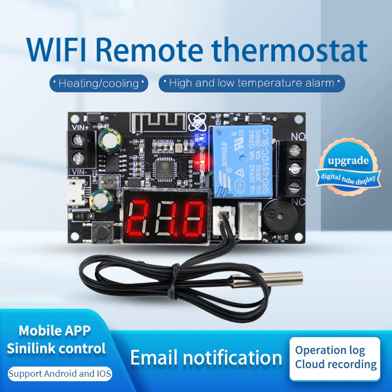 WIFI Termostato Remoto, Módulo Controlador De Temperatura De Alta Precisão, resfriamento APP Aquecimento, Alarme Colecção De Temperatura