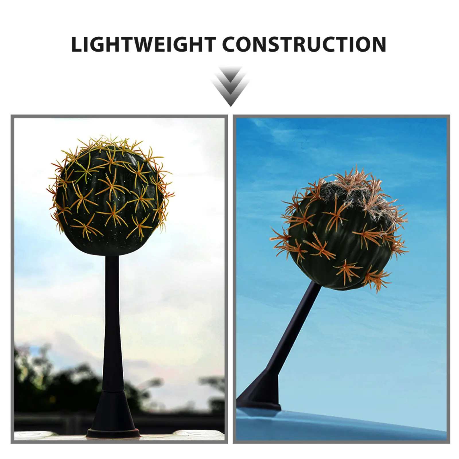 2Pcs Adorable Cactus-Shaped Antenna Balls for Car Roof and Rearview Mirror Easy Install Car Decoration Exterior Auto Antenna