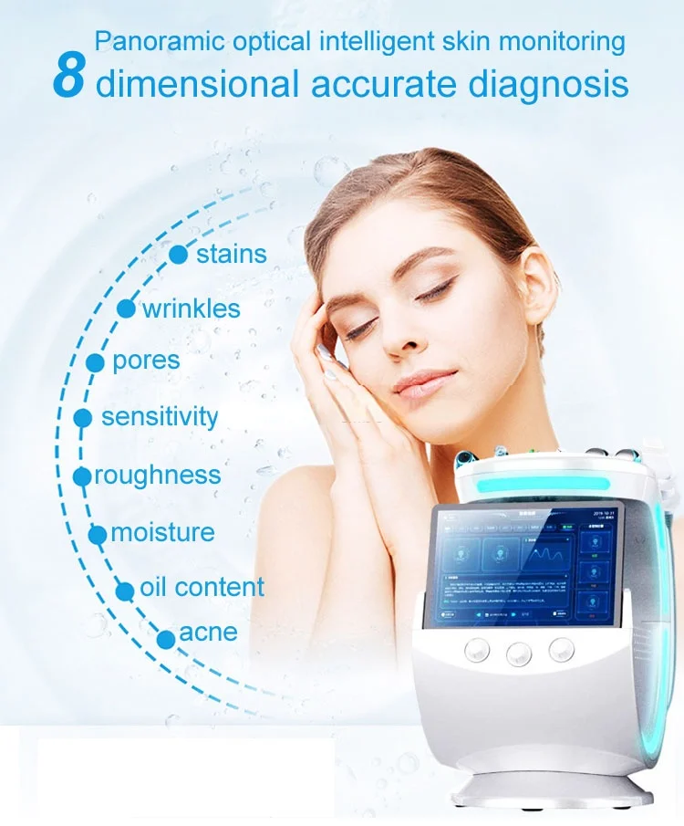 oxygen facial smart ice blue diamond dermabrasion skin care analyzer home use beauty machine