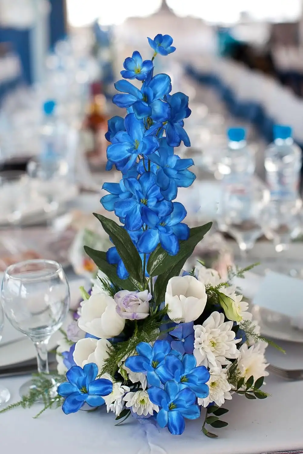 10 PCS Artificial Orchids Silk Flowers 27 Inches Blue Flowers Artificial for Decoration Wedding Dinning Home Decoration(Blue)