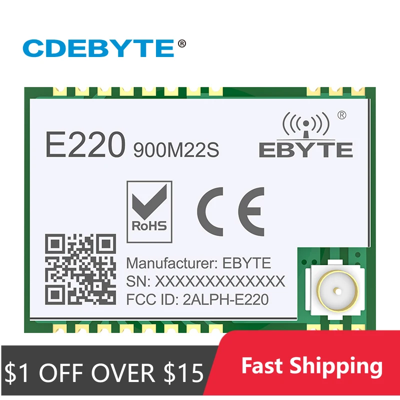 

Беспроводной модуль LLCC68 LoRa, 868 МГц, 915 МГц, 22 дБм, 6 км, большой радиус действия PA + LNA CDEBYTE E220-900M22S, радиочастотный приемник-передатчик