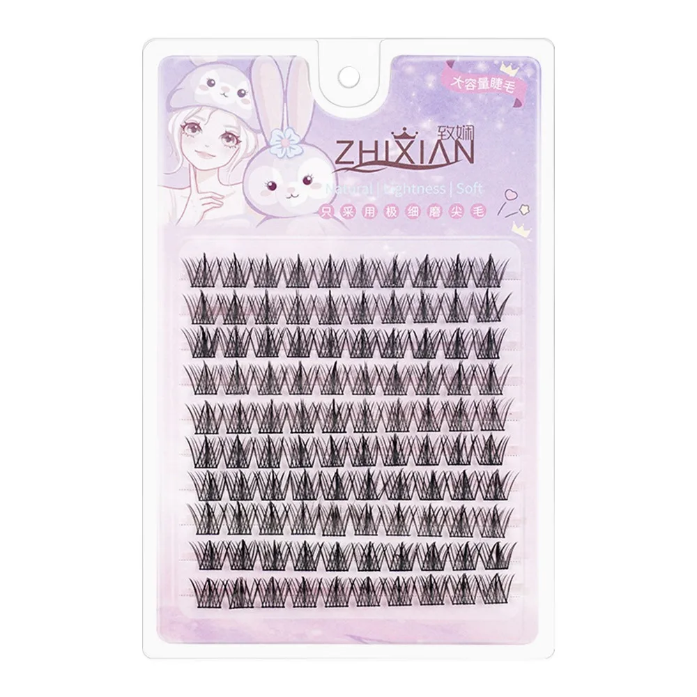 Avec bandes de colle gelée tournesol faux cils sans colle Extension de cils segmentés faux cils Anime Cosplay bricolage