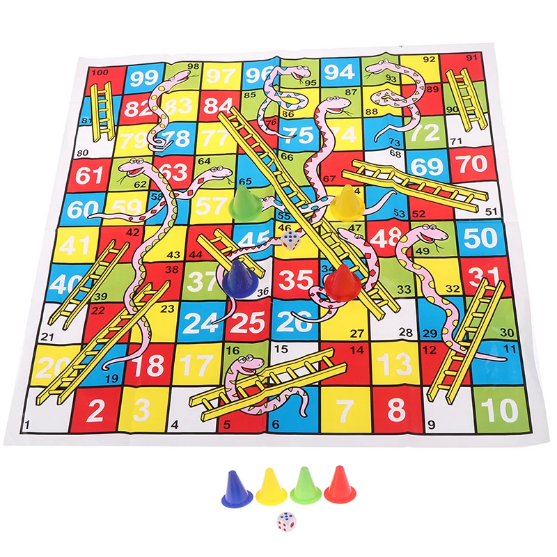 1 Set Snake Ladder Educational Kids Children Toys Interesting Board Game Set Portable Flying Chess Board Family Board Game