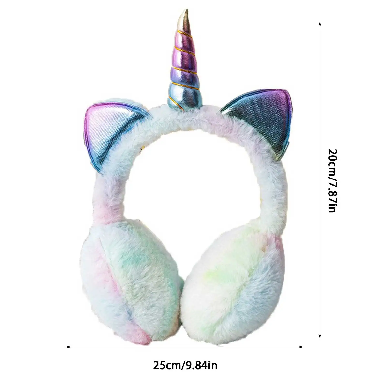 

Cute Unicorn Ear Muffs with Faux Rabbit Fur Winter Plush Ear Warmers Adjustable for Girls Women Faux Rabbit Plush Ear Warmers