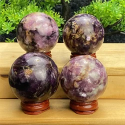 1pc Natural Purple Mica Crystal Energy Ball Reiki Healing Lepidolite Gemstone Sphere Polished Chakra Home Decor Holiday Gift