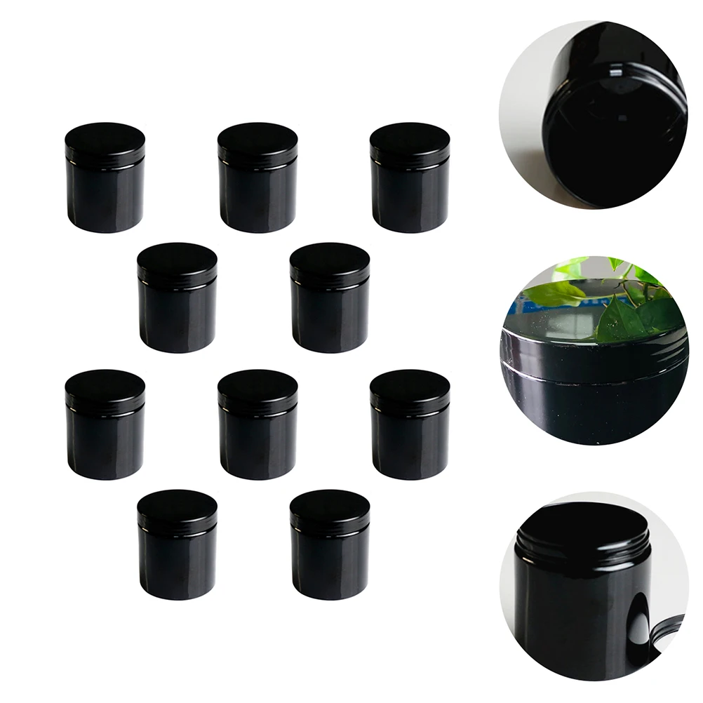 

10pcs Leakproof PET Packaging Bottles Jars Cream Lotion Containers Skincare Spice Storage Black Material Case